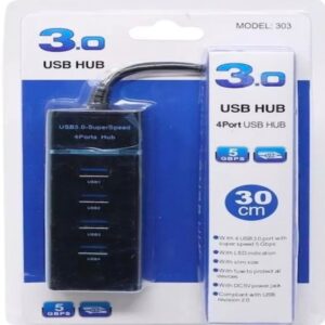 3.0 USB HUB 4 Port 3.0 USB HUB High-Speed Portable Mini-Hub 1 feet Cable Length Adapter and Led Indicator "Parking Strip"- Bus Powered- Compatible for Pendrive, Mouse, Keyboards, Camera, Mobile, Tablet, PC, Laptop, TV Etc. USB Hub  (Black)